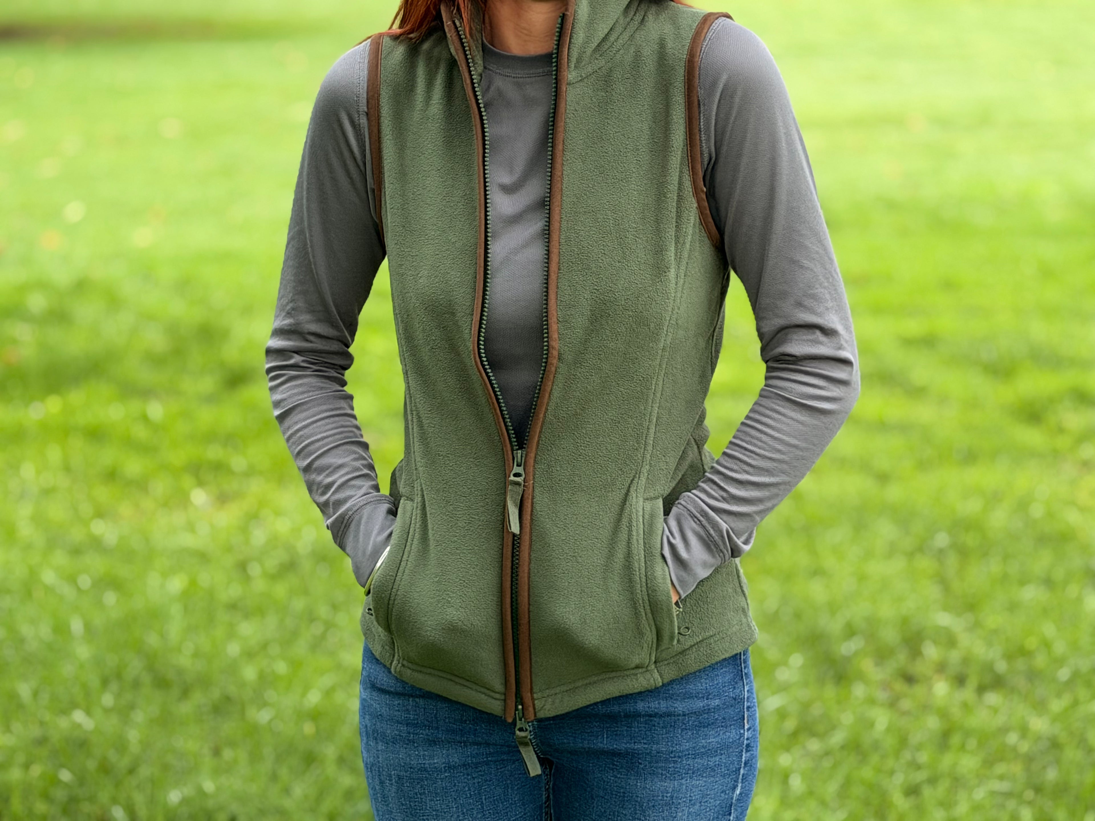 Women's Fox & Furrow Fleece Gilet – Moss Green
